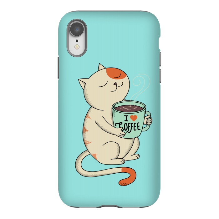iPhone Xr StrongFit Cat and Coffee by Coffee Man