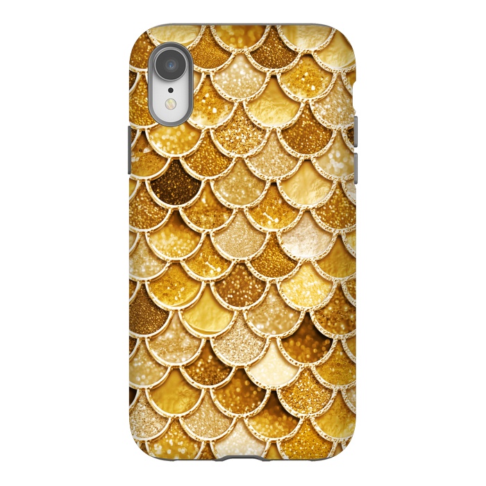 iPhone Xr StrongFit Faux Gold Glitter Mermaid Scales by  Utart