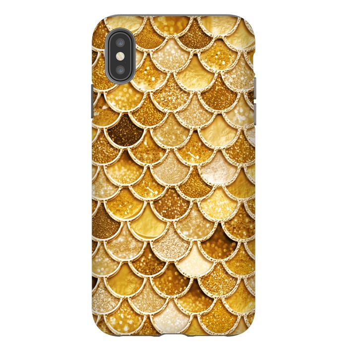 iPhone Xs Max StrongFit Faux Gold Glitter Mermaid Scales by  Utart