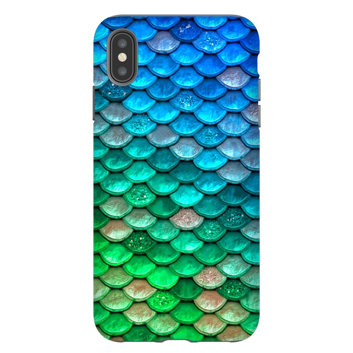 iPhone Xs Max StrongFit Green & Blue Glitter Mermaid Scales by  Utart