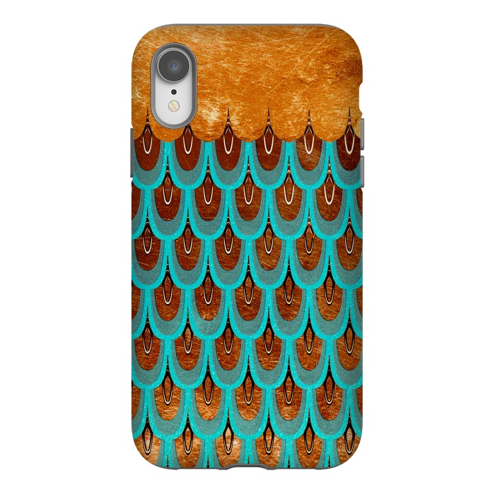 iPhone Xr StrongFit Copper & Teal Gold Mermaid Scales by  Utart