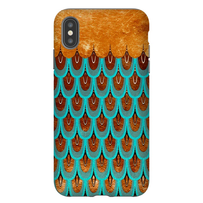 iPhone Xs Max StrongFit Copper & Teal Gold Mermaid Scales by  Utart