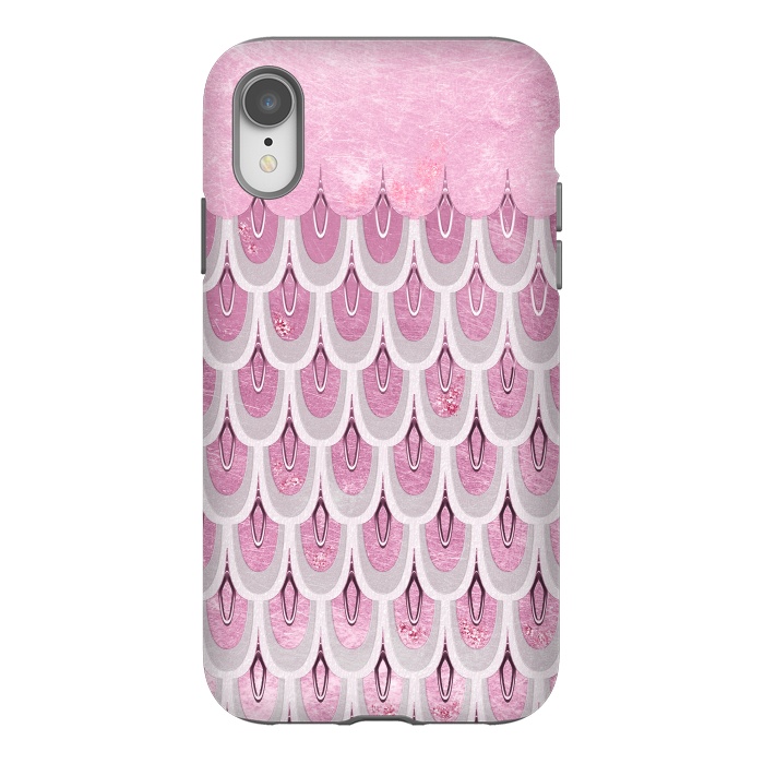 iPhone Xr StrongFit Multicolor Pink & Silver Gray Mermaid Scales by  Utart