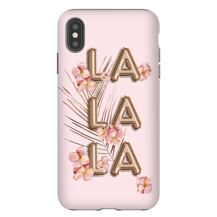 iPhone Xs Max StrongFit LA LA LA - Fun Shiny Rose Gold Girly Flower Typography  by  Utart
