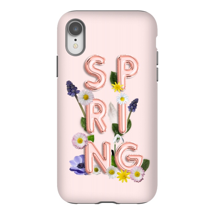 iPhone Xr StrongFit SPRING - Flower Shiny Rose Gold Girly Flower Typography  by  Utart