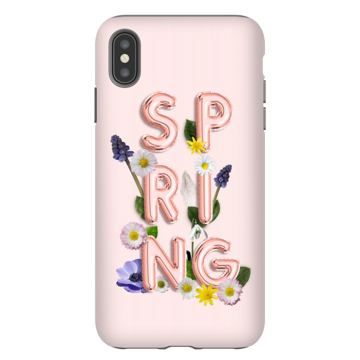 iPhone Xs Max StrongFit SPRING - Flower Shiny Rose Gold Girly Flower Typography  by  Utart