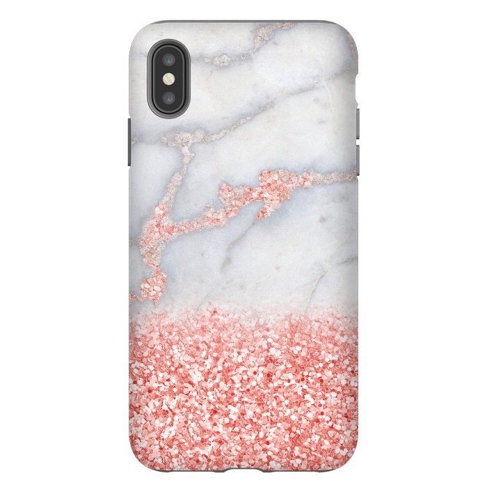 iPhone Xs Max StrongFit Sparkly Pink Rose Gold Glitter Ombre Bohemian Marble by  Utart