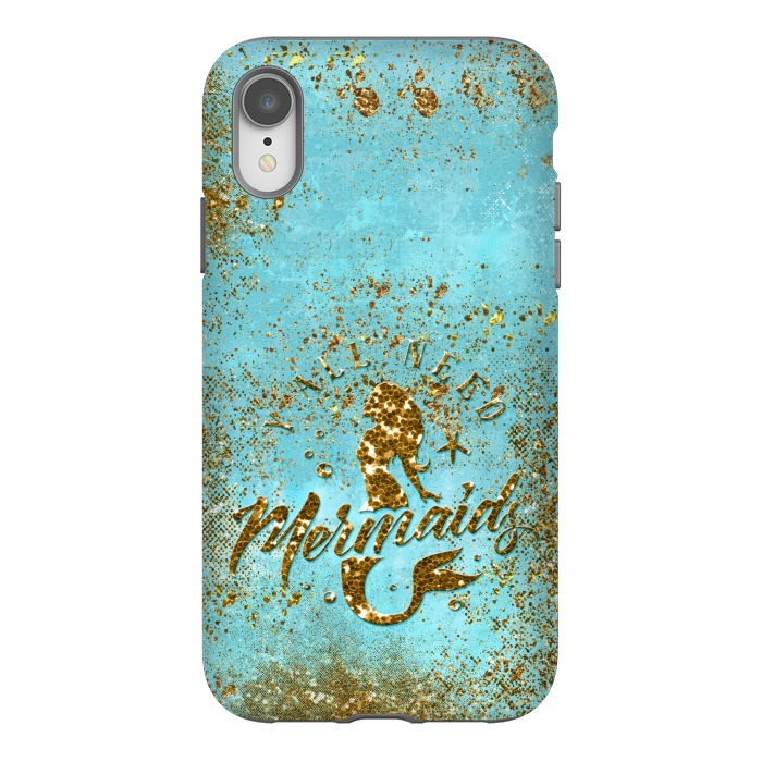 iPhone Xr StrongFit We all need mermaids - Teal and Gold Glitter Typography  by  Utart