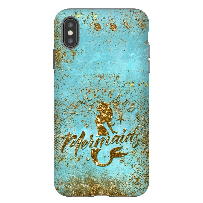 iPhone Xs Max StrongFit We all need mermaids - Teal and Gold Glitter Typography  by  Utart