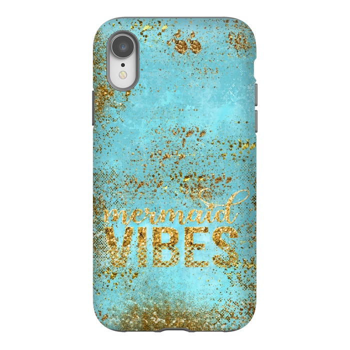 iPhone Xr StrongFit Mermaid Vibes - Teal & Gold Glitter Typography by  Utart