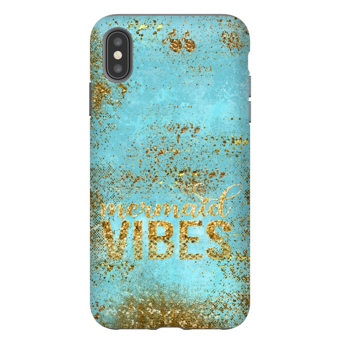 iPhone Xs Max StrongFit Mermaid Vibes - Teal & Gold Glitter Typography by  Utart