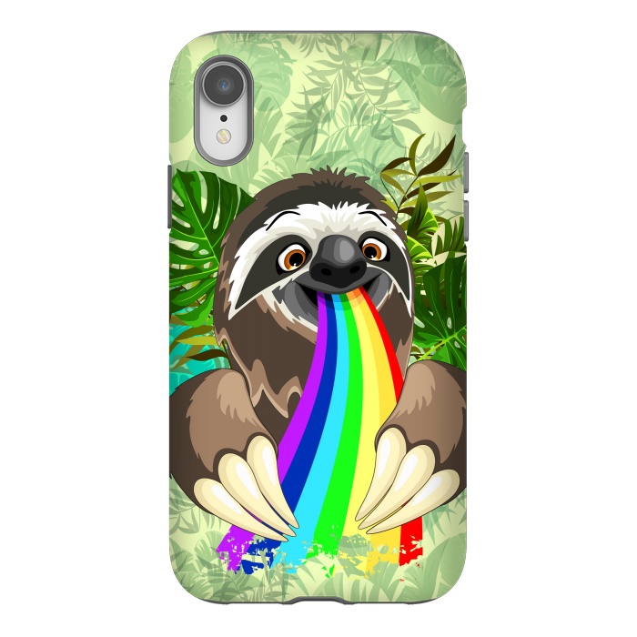 iPhone Xr StrongFit Sloth Spitting Rainbow Colors by BluedarkArt