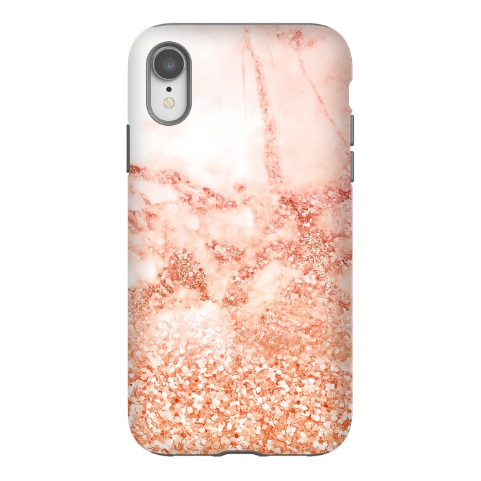 iPhone Xr StrongFit Salmon Glitter Marble by  Utart