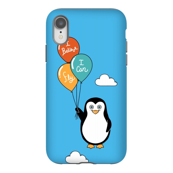 iPhone Xr StrongFit Penguin I Believe I Can Fly by Coffee Man