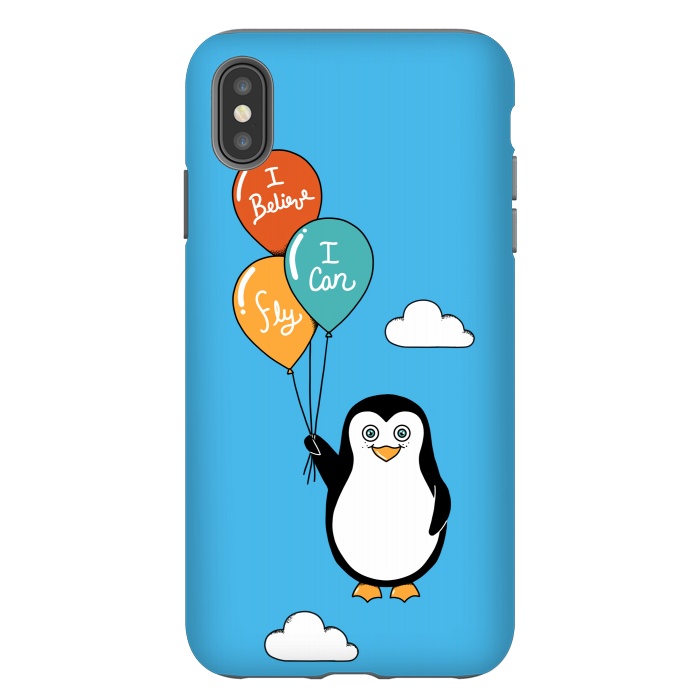 iPhone Xs Max StrongFit Penguin I Believe I Can Fly by Coffee Man