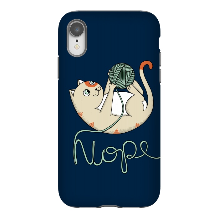 iPhone Xr StrongFit Cat Nope Blue by Coffee Man