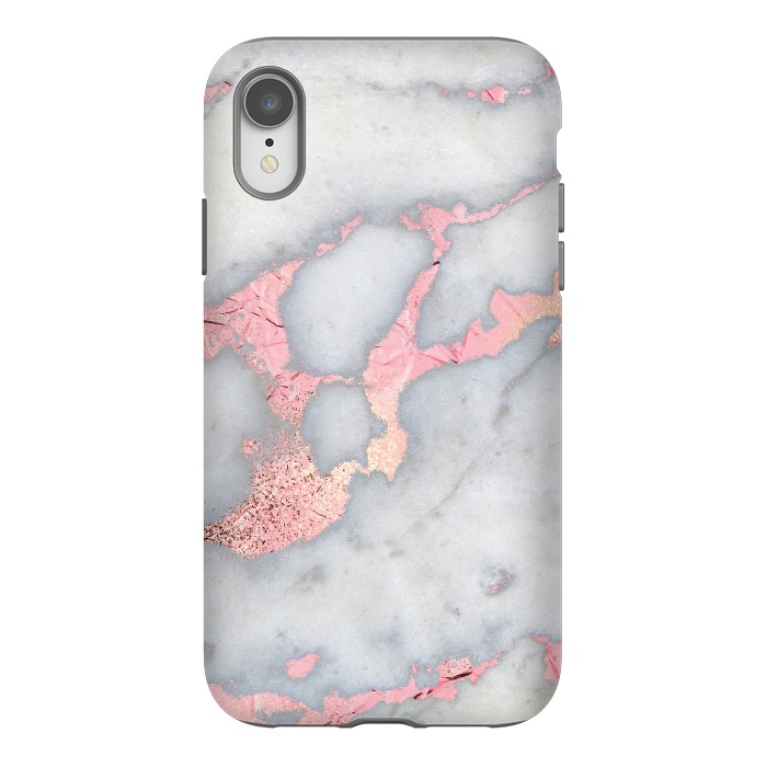 iPhone Xr StrongFit Marble with Rose Gold Veins by  Utart