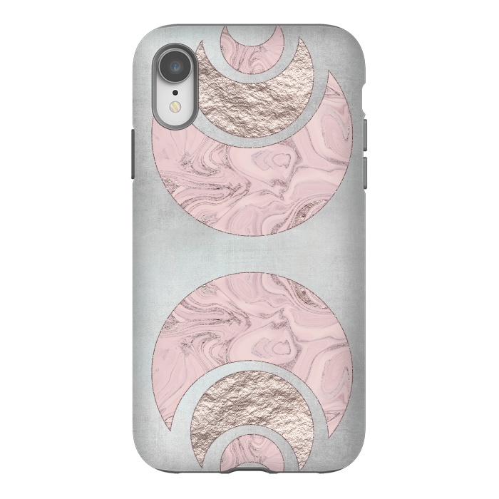 iPhone Xr StrongFit Marble Rose Gold Half Moon by Andrea Haase