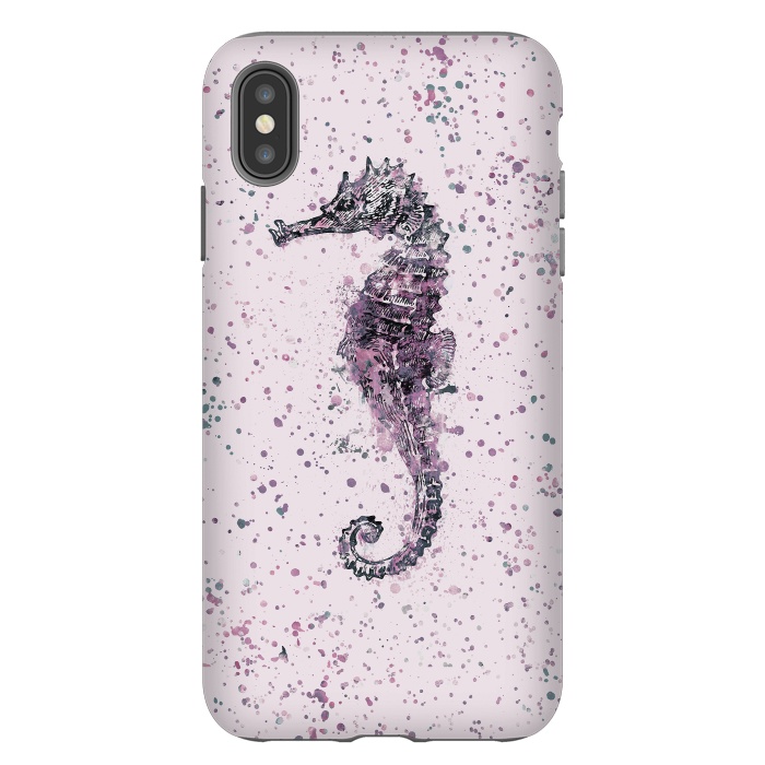 iPhone Xs Max StrongFit Watercolor Seahorse by Andrea Haase