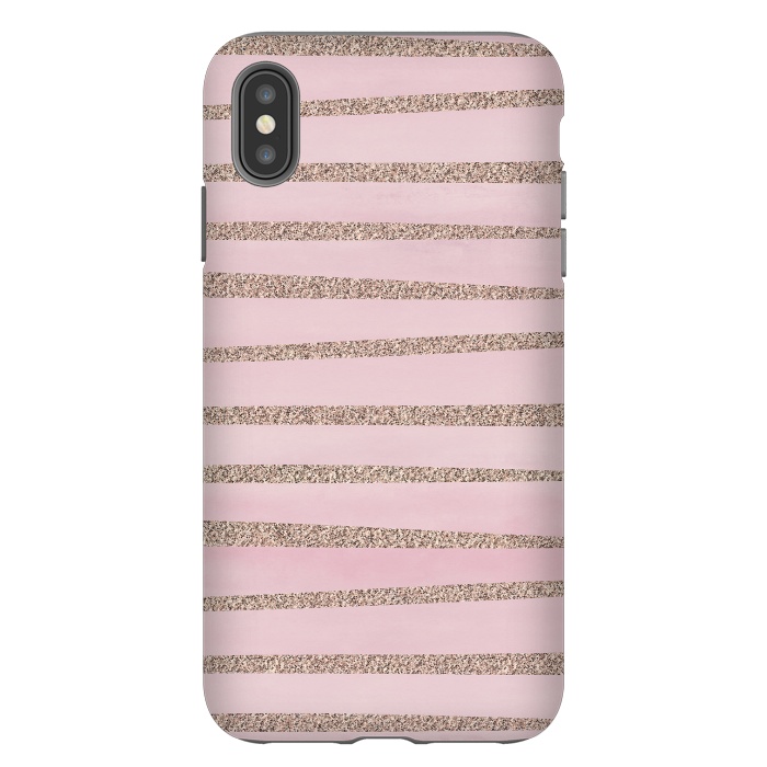 iPhone Xs Max StrongFit Rose Gold Glitter Stripes 2 by Andrea Haase