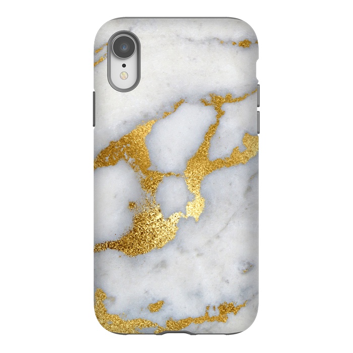 iPhone Xr StrongFit Marble with Gold Metal Foil Veins by  Utart