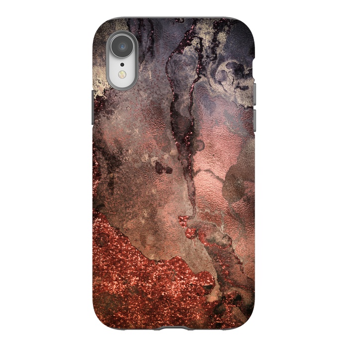 iPhone Xr StrongFit Copper Glitter and Ink Marble by  Utart