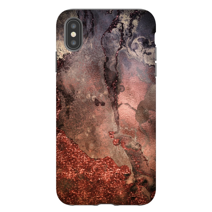 iPhone Xs Max StrongFit Copper Glitter and Ink Marble by  Utart