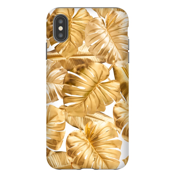 iPhone Xs Max StrongFit Gold Metal Foil Monstera Leaves Pattern by  Utart
