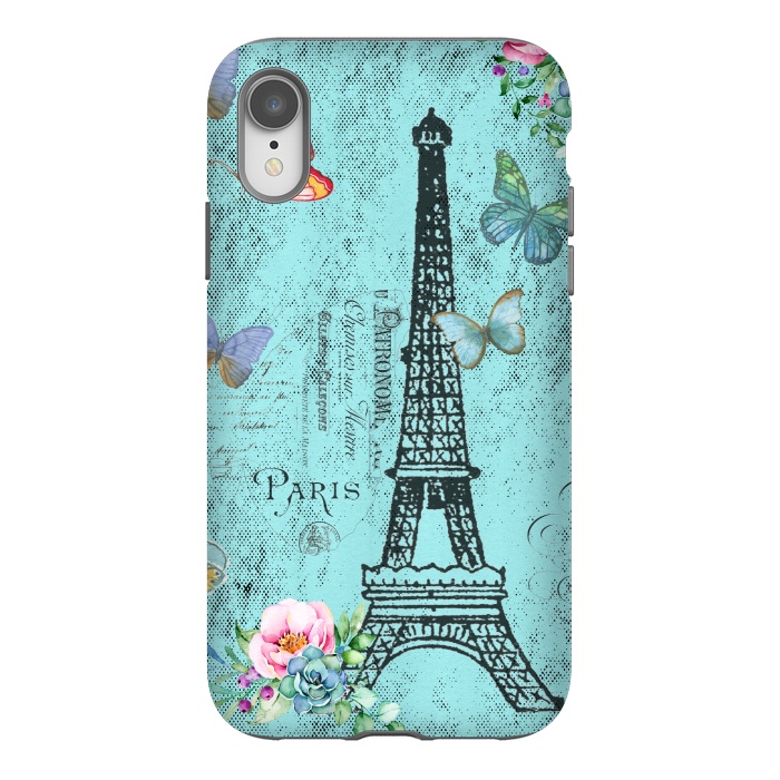iPhone Xr StrongFit Blue Eiffel Tower Paris Watercolor Illustration by  Utart