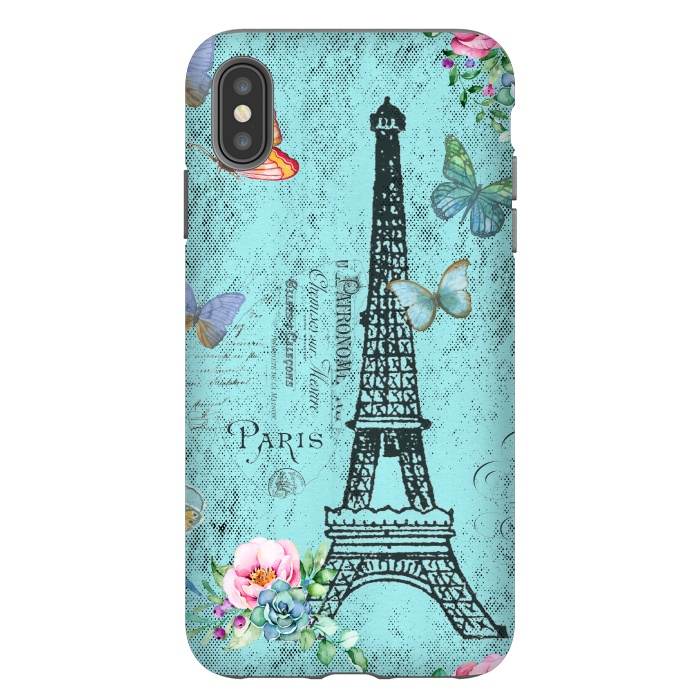 iPhone Xs Max StrongFit Blue Eiffel Tower Paris Watercolor Illustration by  Utart
