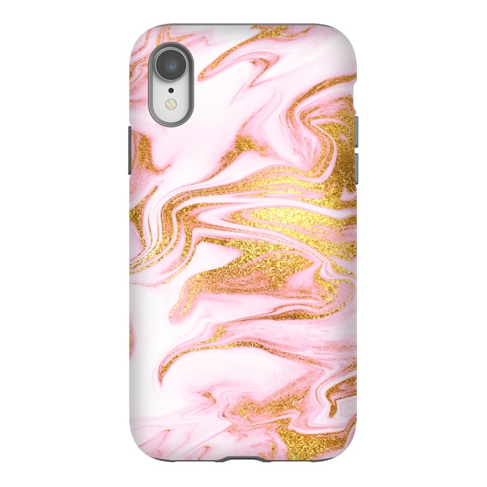 iPhone Xr StrongFit Pink and gold Fluid Marble by  Utart