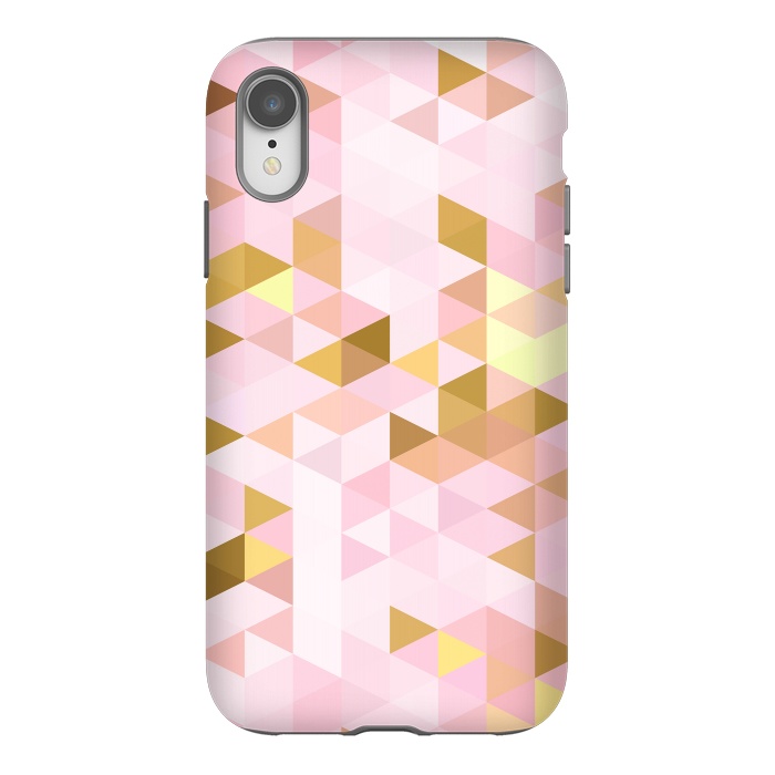 iPhone Xr StrongFit Pink and Rose Gold Marble Triangle Pattern by  Utart