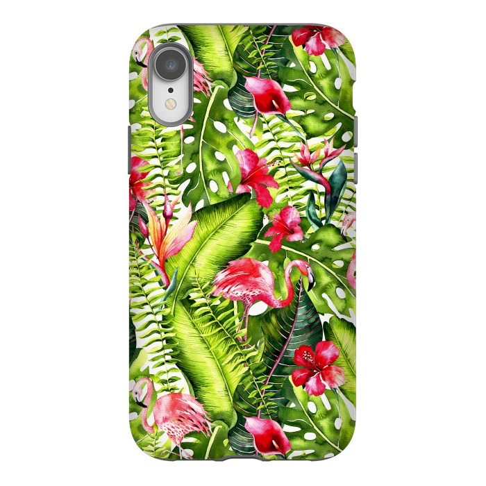 iPhone Xr StrongFit Flower Jungle and Flamingo  by  Utart