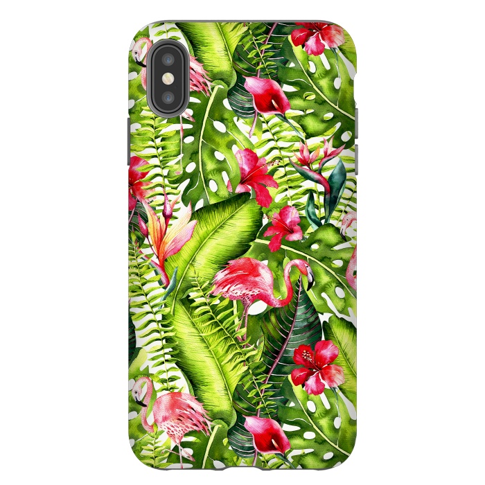 iPhone Xs Max StrongFit Flower Jungle and Flamingo  by  Utart