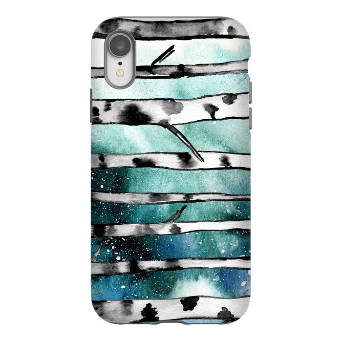 iPhone Xr StrongFit Abstract Birch Teal  by Amaya Brydon