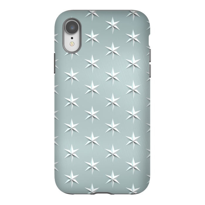 iPhone Xr StrongFit Silver Stars On Teal Metal by Andrea Haase