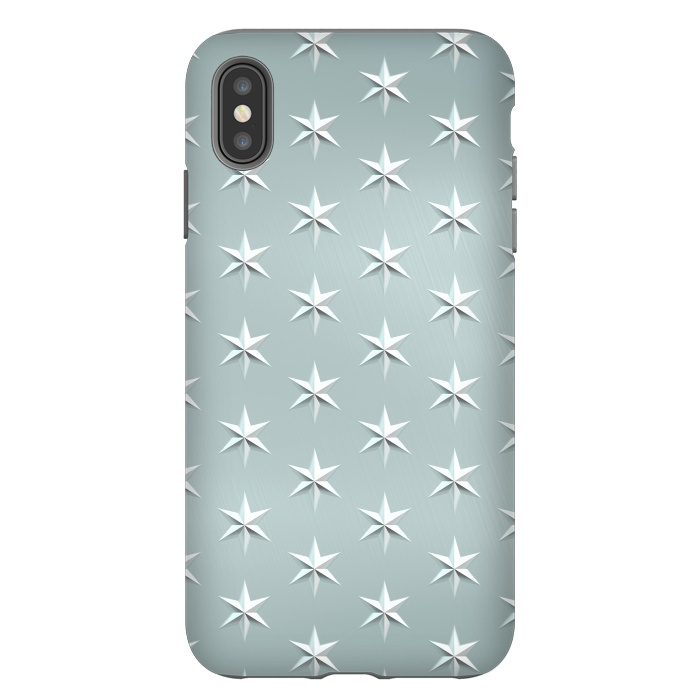 iPhone Xs Max StrongFit Silver Stars On Teal Metal by Andrea Haase