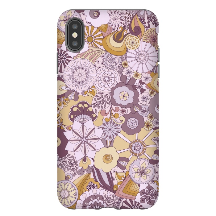 iPhone Xs Max StrongFit Flowers, Flowers Everywhere Purple and Mustard by Paula Ohreen