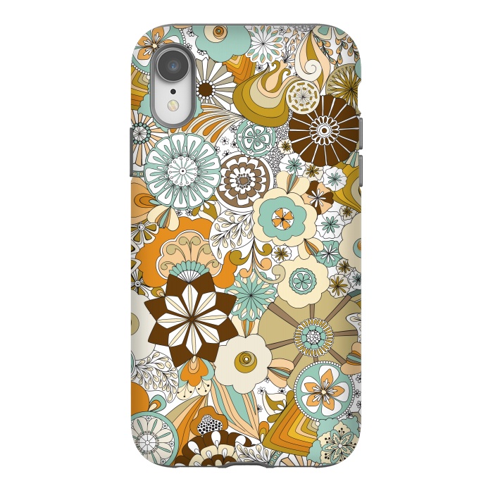 iPhone Xr StrongFit Flowers, Flowers Everywhere Retro Colors by Paula Ohreen