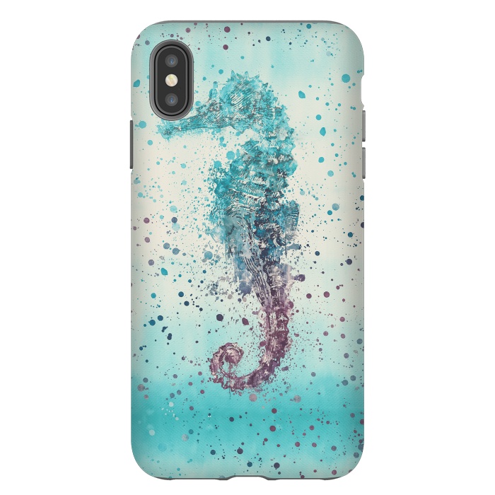 iPhone Xs Max StrongFit Seahorse Watercolor Art by Andrea Haase