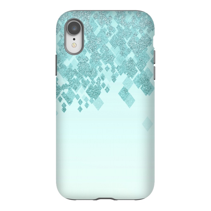 iPhone Xr StrongFit Turquoise Faux Glitter Diamonds by Andrea Haase