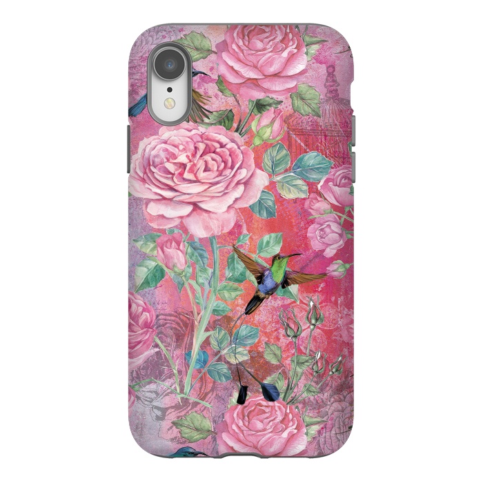 iPhone Xr StrongFit Roses and Hummingbirds by  Utart