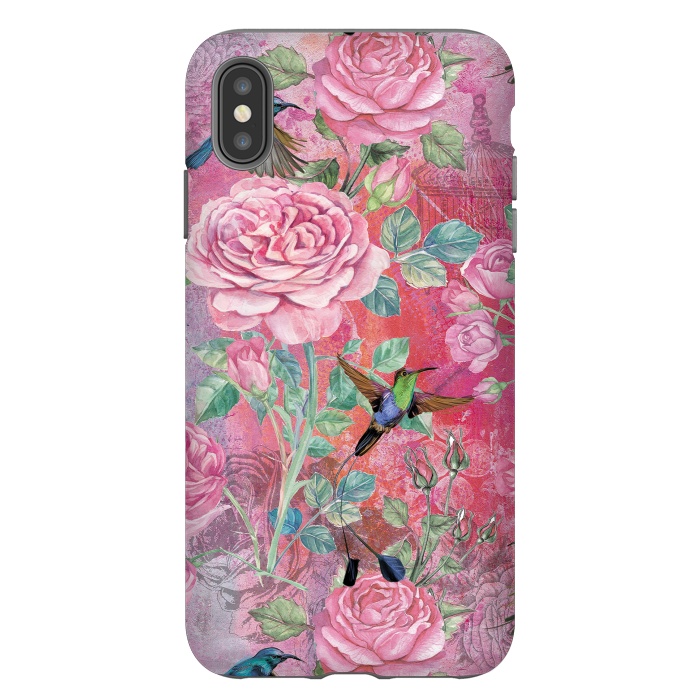 iPhone Xs Max StrongFit Roses and Hummingbirds by  Utart