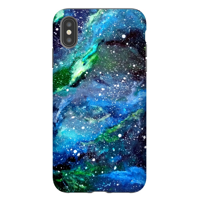 iPhone Xs Max StrongFit Galaxy in Blue and Green by Gringoface Designs