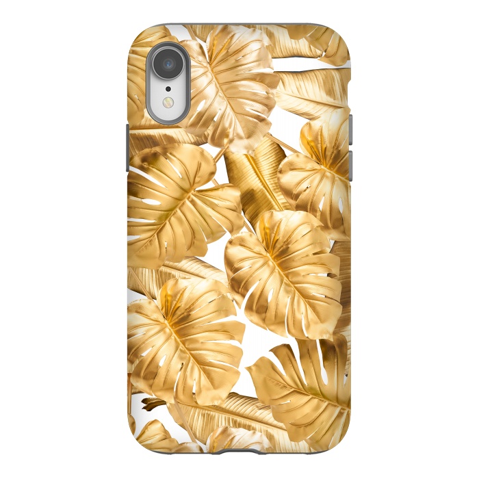 iPhone Xr StrongFit Aloha Gold Monstera Jungle by  Utart