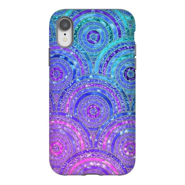 iPhone Xr StrongFit Pink and Blue Metal Circles Pattern by  Utart