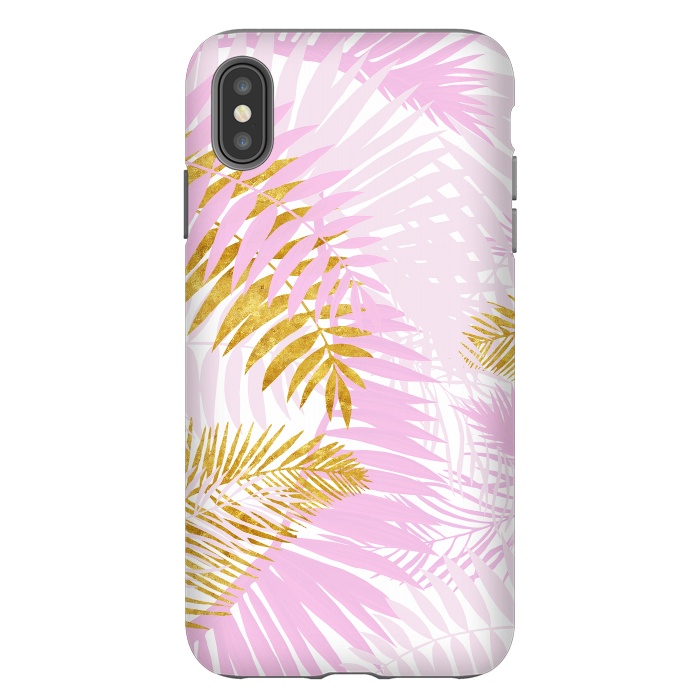 iPhone Xs Max StrongFit Pink and Gold Palm Leaves by  Utart