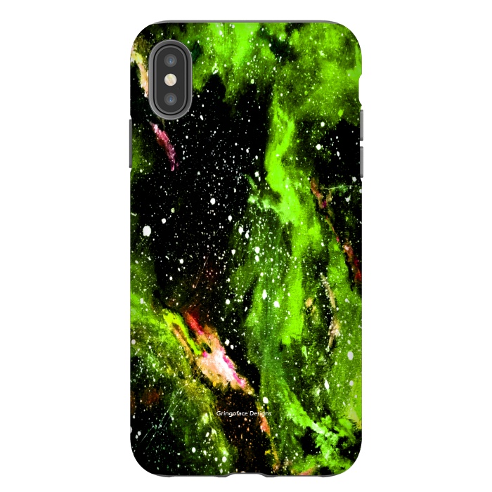 iPhone Xs Max StrongFit Green Galaxy by Gringoface Designs