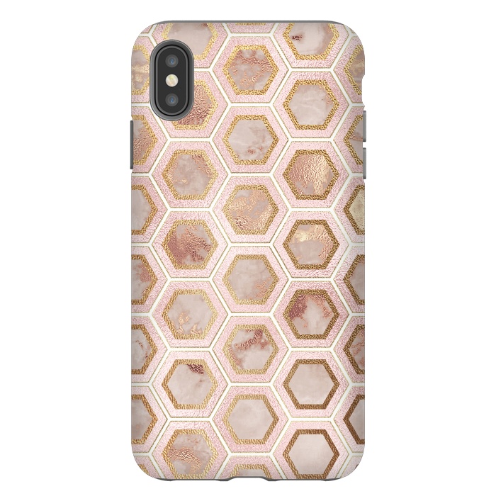 iPhone Xs Max StrongFit Marble and Rose Gold Honeycomb Pattern by  Utart