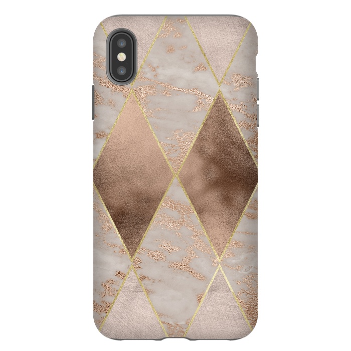 iPhone Xs Max StrongFit Marble Rose Gold Argyle Pattern by  Utart